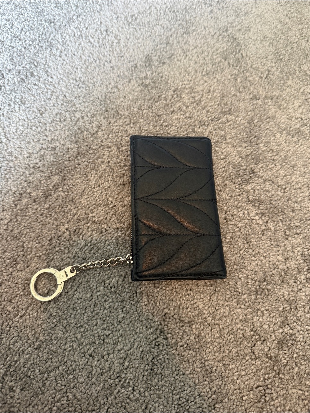 kate spade Black Quilted Leather Key & Card Holder with Keyring - Picture 3 of 4
